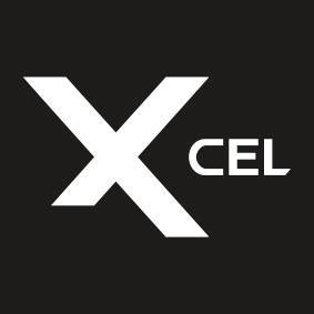Logo z dużą literą "X" i słowem "CEL" na czarnym tle.